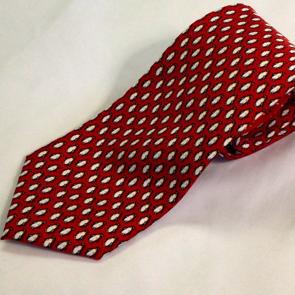 Tommy Hilfiger silk necktie. Penguins. - Picture 1 of 6